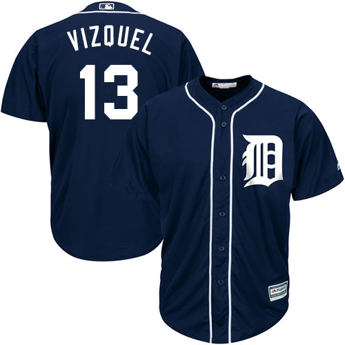 Tigers #13 Omar Vizquel Navy Blue Cool Base Stitched Youth MLB Jersey
